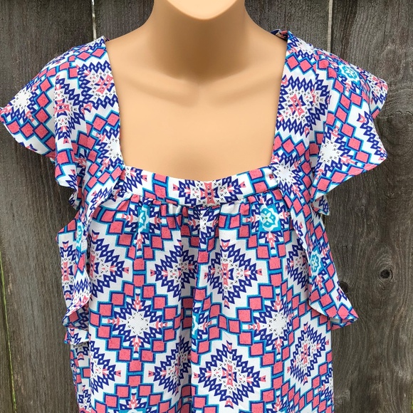 Meadow Rue Anthropologie Sz 4 Top Flutter Sleeves - Picture 2 of 8